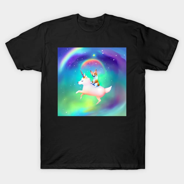 Corgi Riding on a Unicorn T-Shirt by nicecorgi